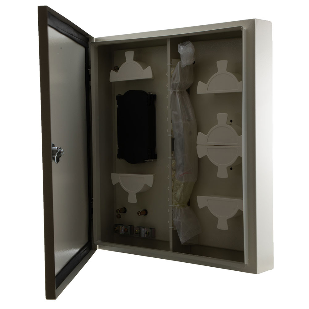 Outdoor Fiber Enclosure Stainless Steel, 24 Ports, empty with splice tray and adapter panels