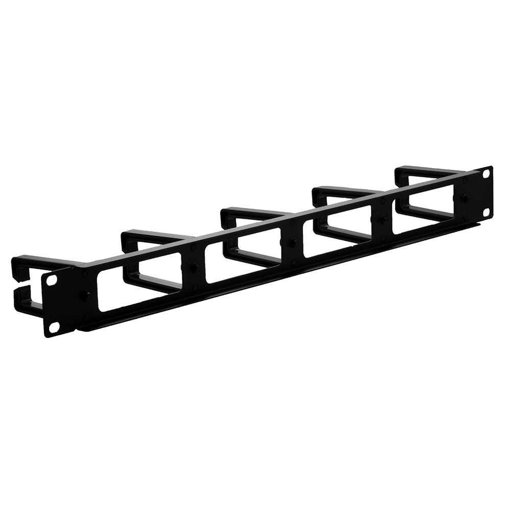 1U horizontal cable management raceway duct panel with 5 plastic cable ring, Metal