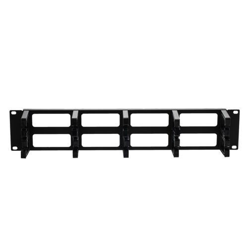 2U horizontal cable management raceway duct panel with 5 plastic cable ring, Metal base