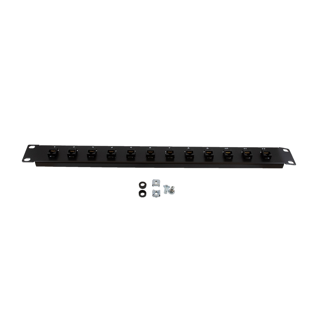 1U (1.75") 19 Inch Panel with 12 Cat6a Couplers