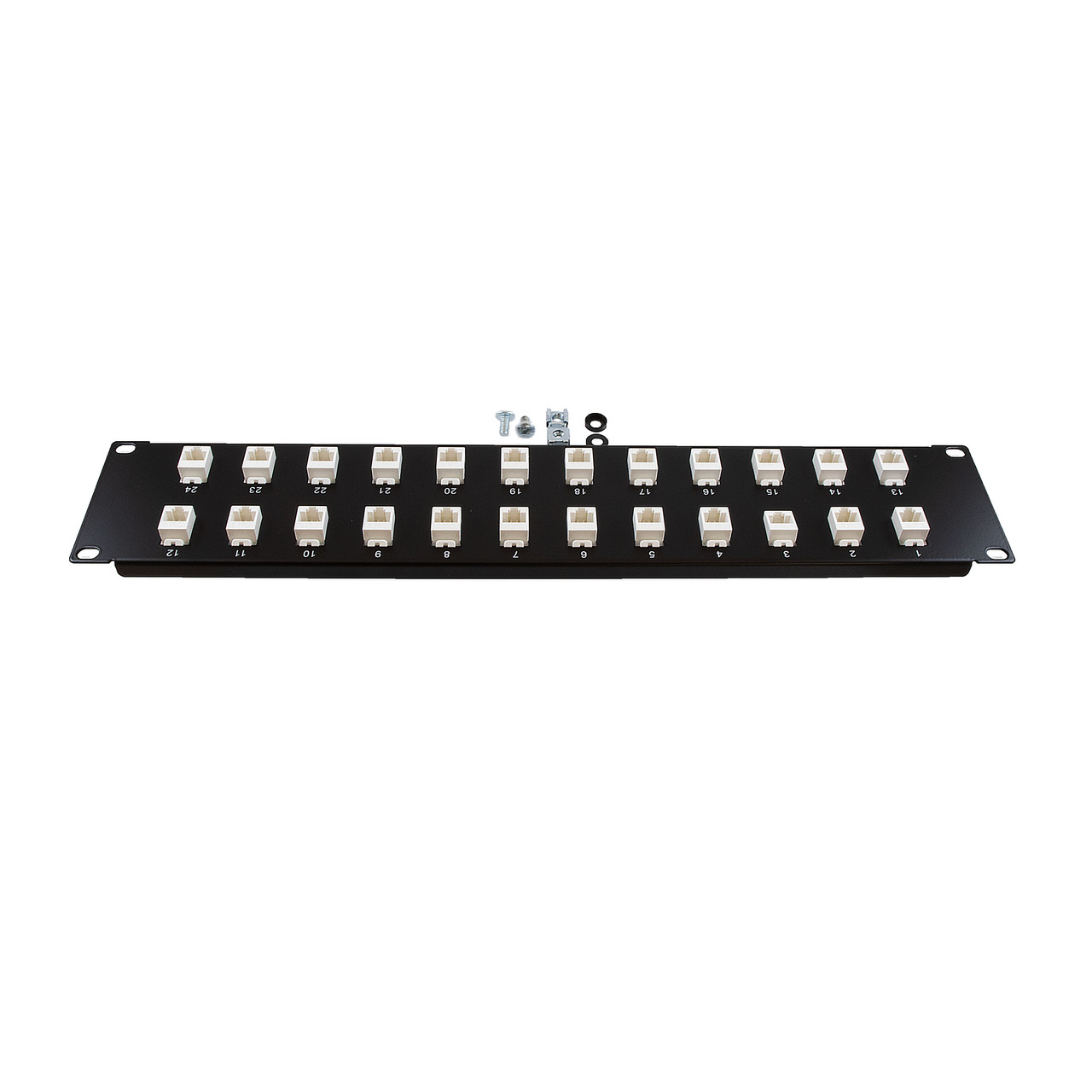 2U (3.5") 19 Inch Panel with 24 Cat6 Mini-Couplers