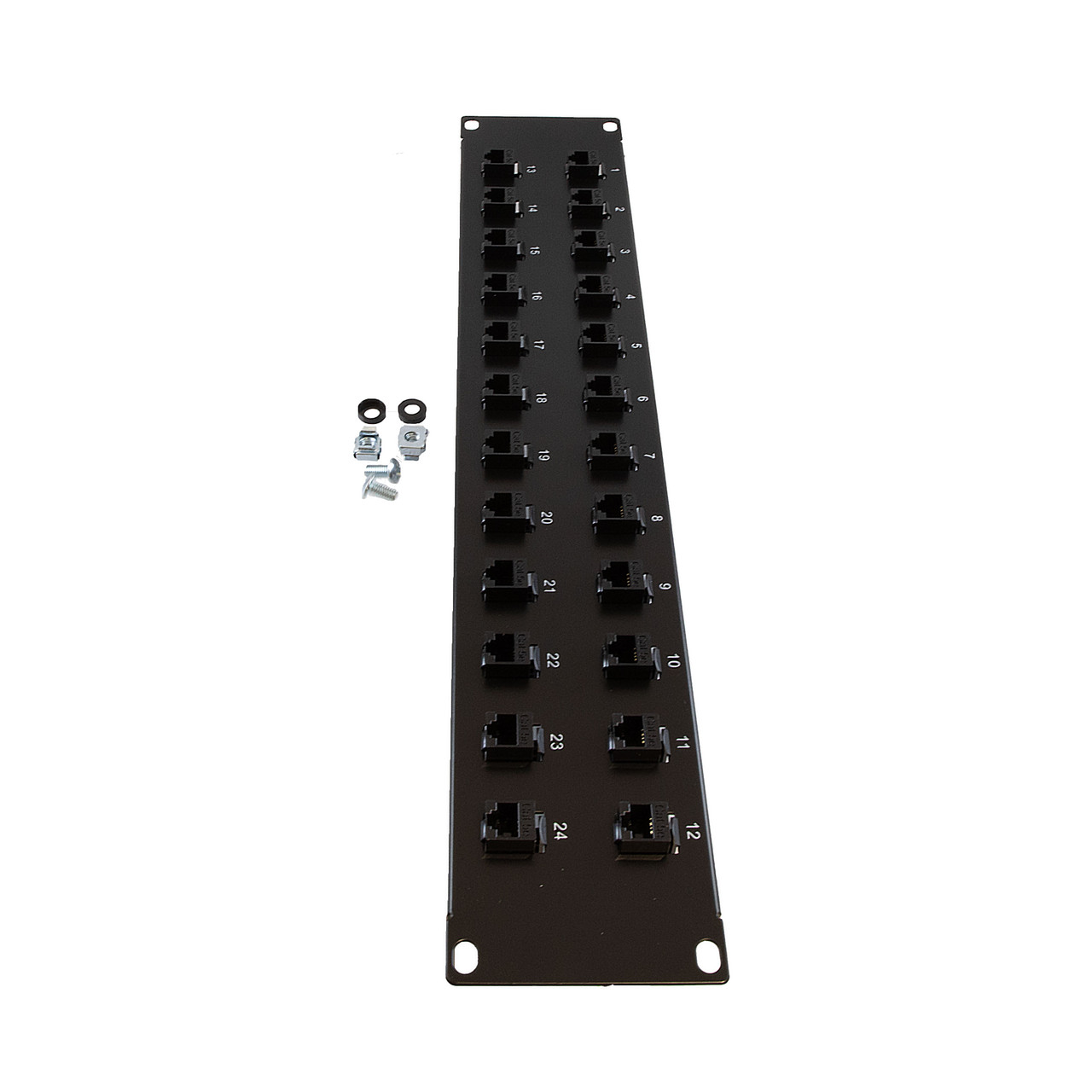 2U (3.5") 19 Inch Panel with 24 Cat5e Couplers