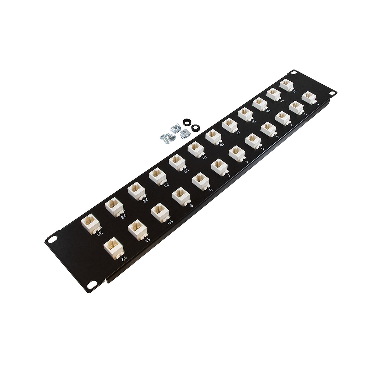 2U (3.5") 19 Inch Panel with 24 Cat5e Mini-Couplers