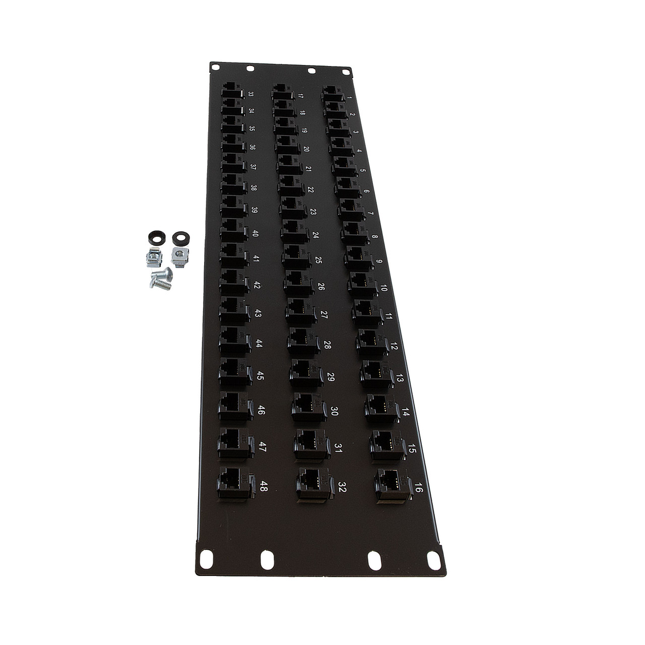 3U (5.25") 19 Inch Panel with 48 Cat6a Couplers