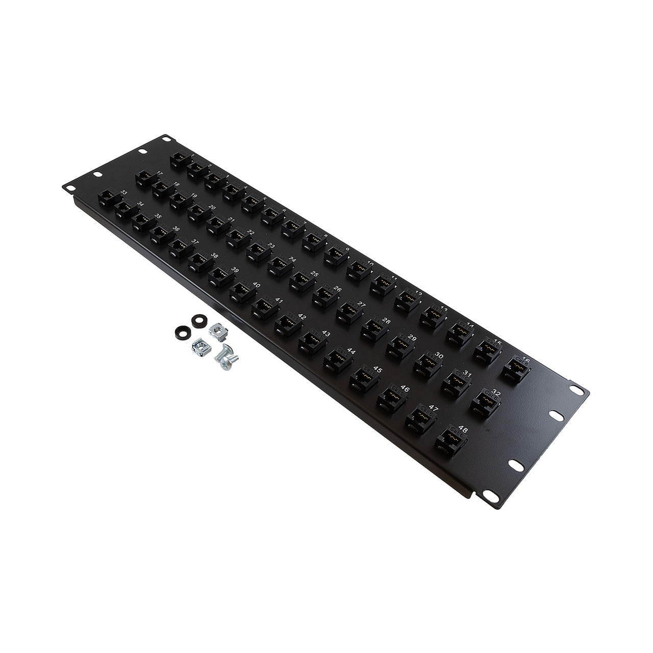3U (5.25") 19 Inch Panel with 48 Cat6 Couplers