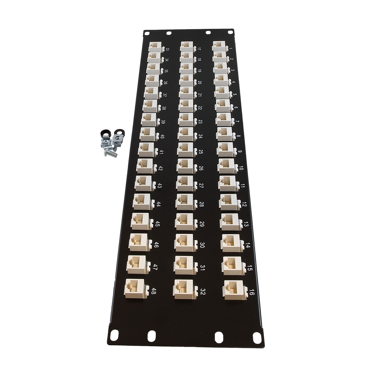 3U (5.25") 19 Inch Panel with 48 Cat5e Mini-Couplers