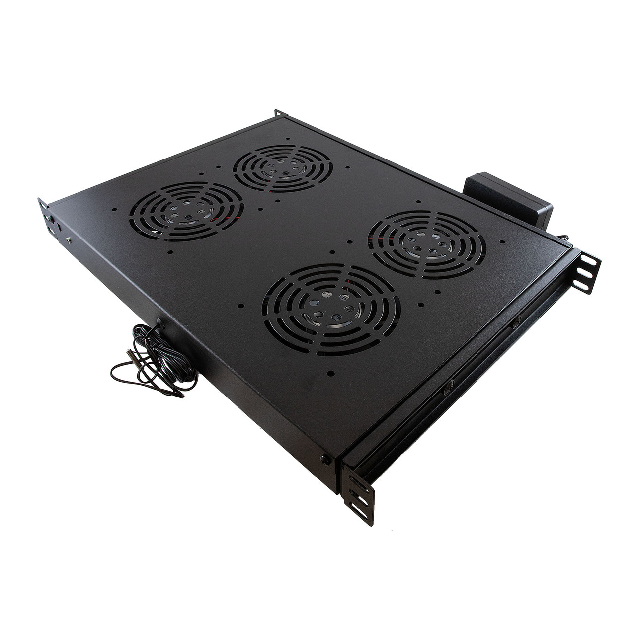 1U 12V DC Four Fan Unit - UL, Thermostat, With power cord US