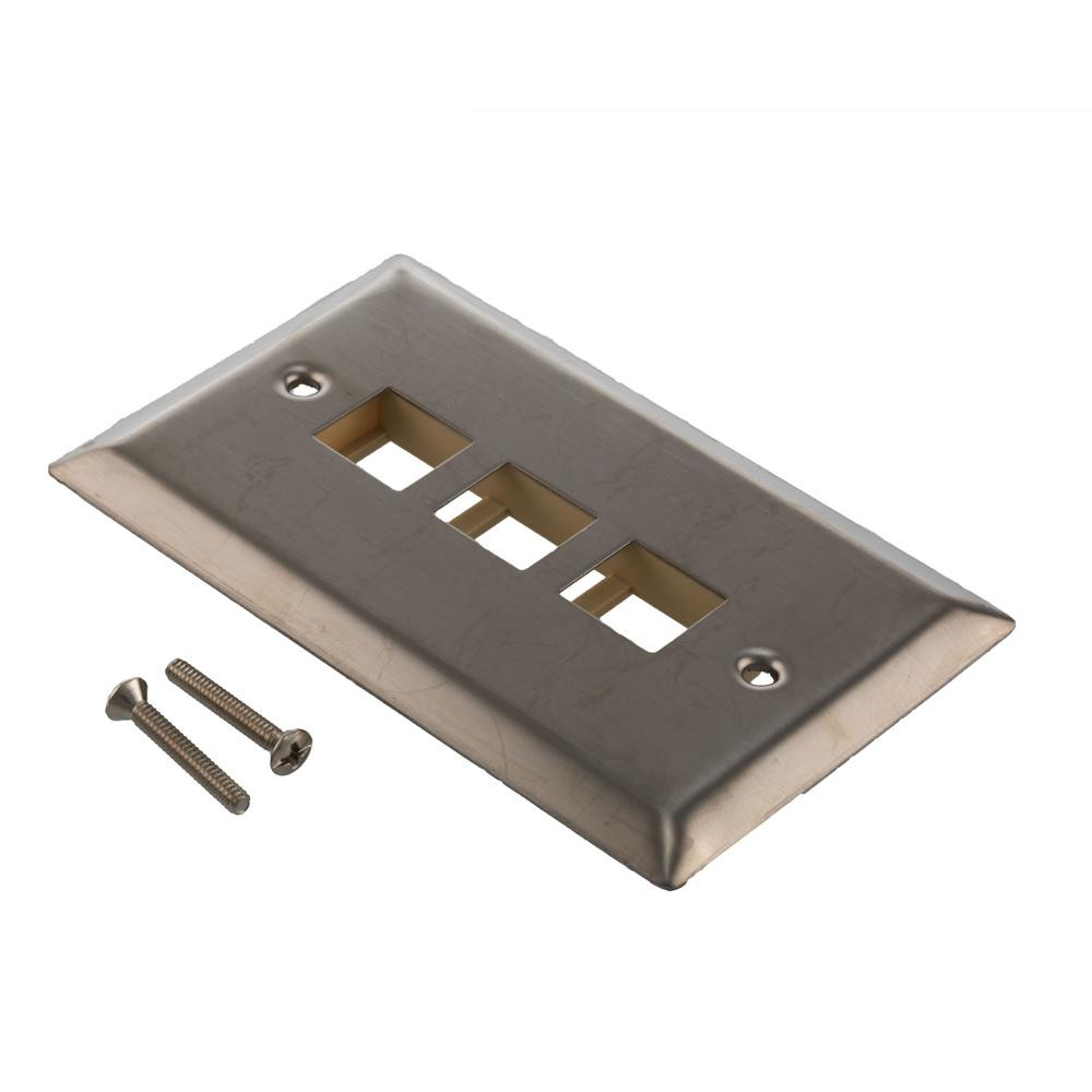 Stainless Wall Plate for 3 Keystone Jack 10Pk