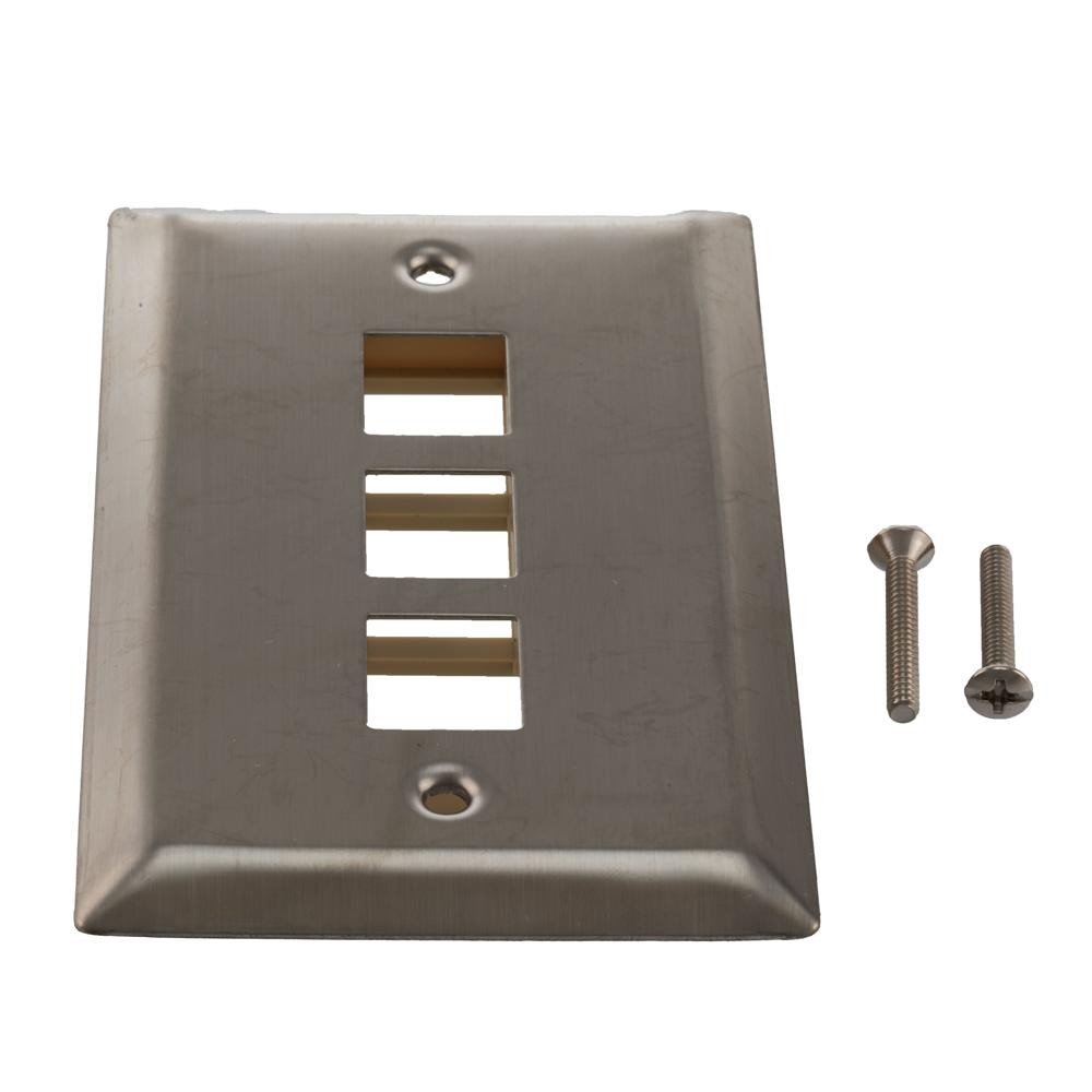 Stainless Wall Plate for 3 Keystone Jack 10Pk