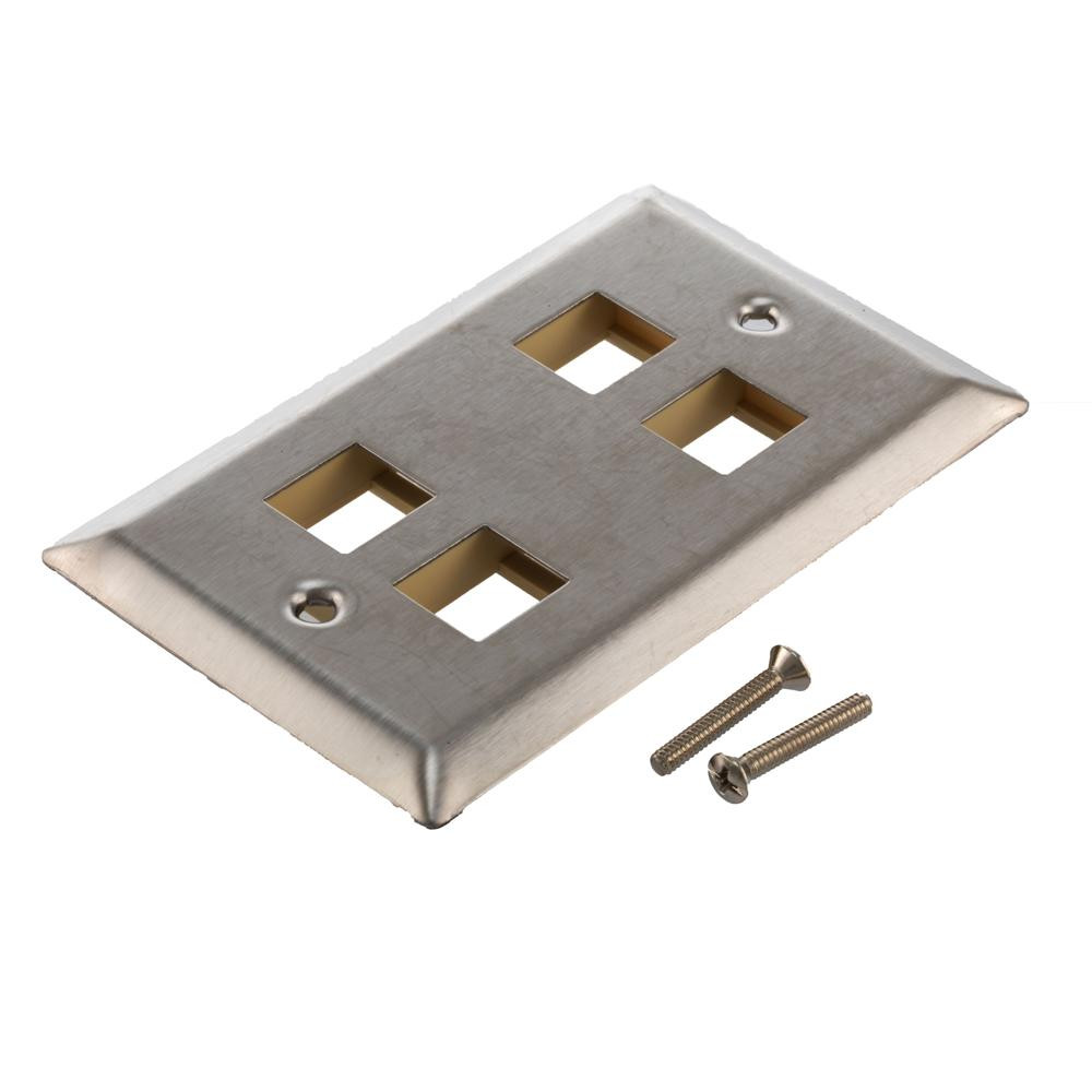 Stainless Wall Plate for 4 Keystone Jack 10Pk