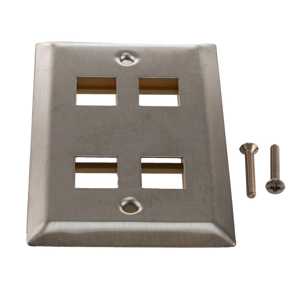 Stainless Wall Plate for 4 Keystone Jack 10Pk