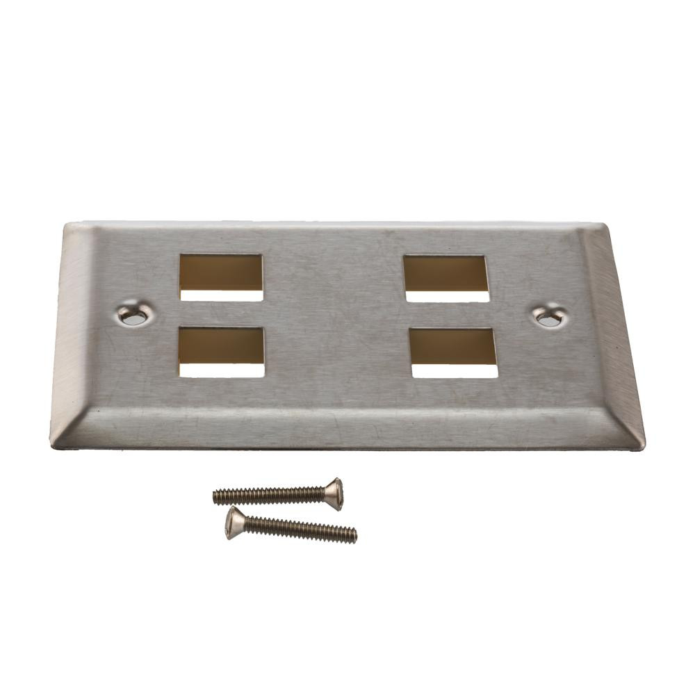 Stainless Wall Plate for 4 Keystone Jack 10Pk