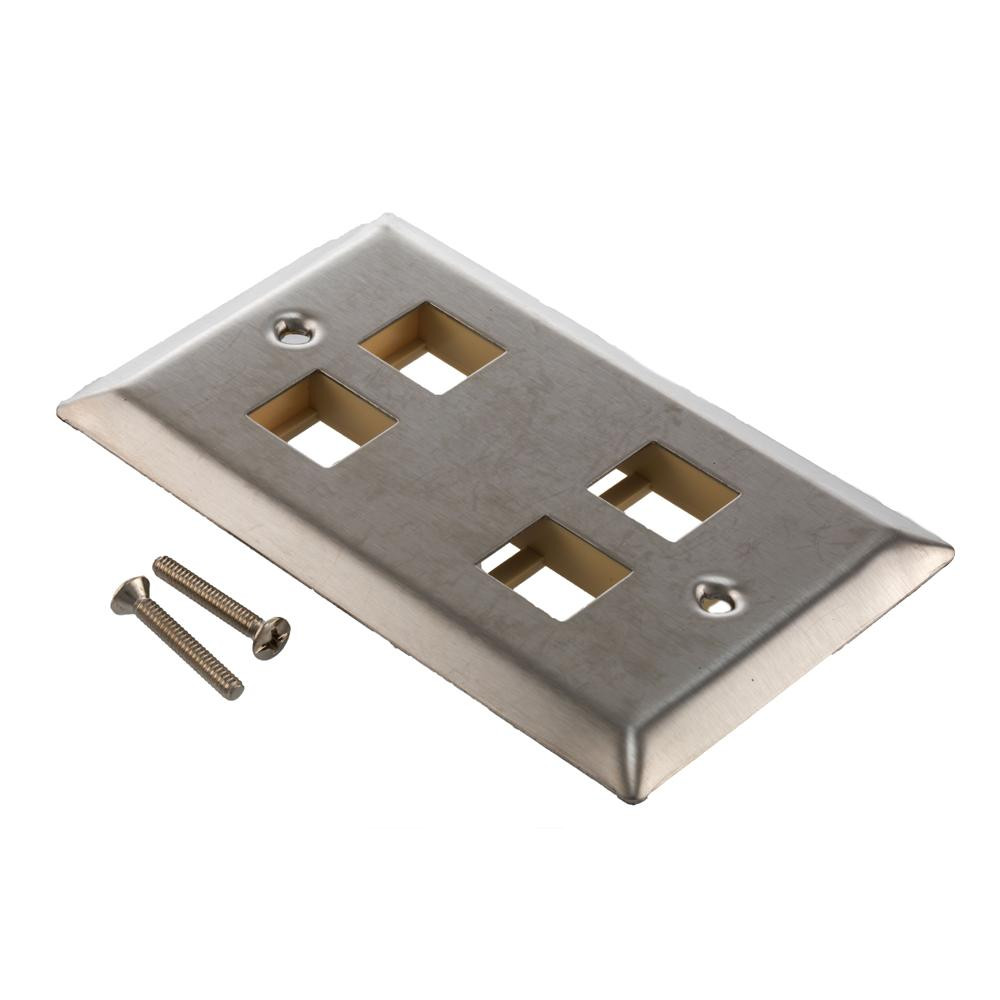 Stainless Wall Plate for 4 Keystone Jack 10Pk