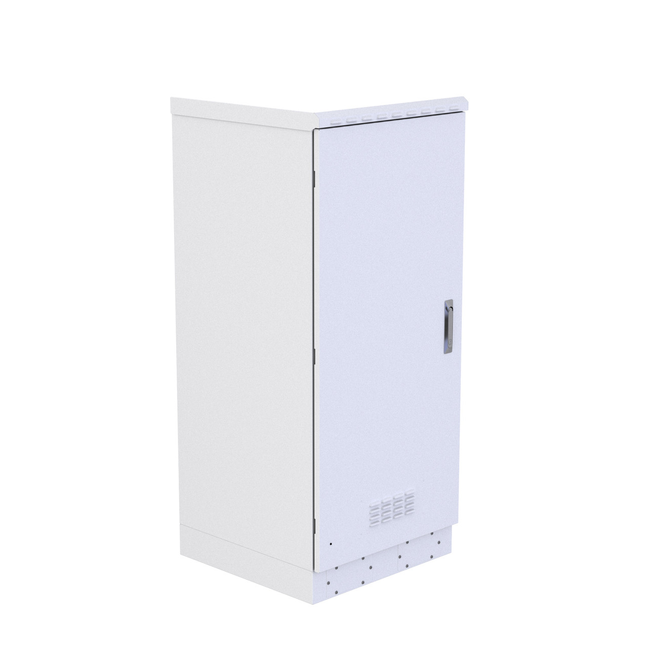 Outdoor, 26U, 600mm deep, Cage Nut, Fans w/ temp control, Floor Standing, White