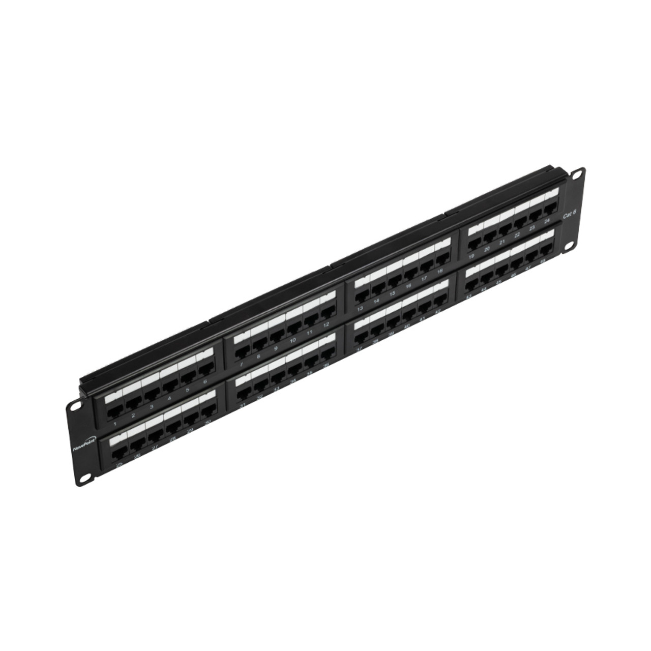 NavePoint 48-Port CAT6 UTP Patch Panel 2U, Black: Patch Panels