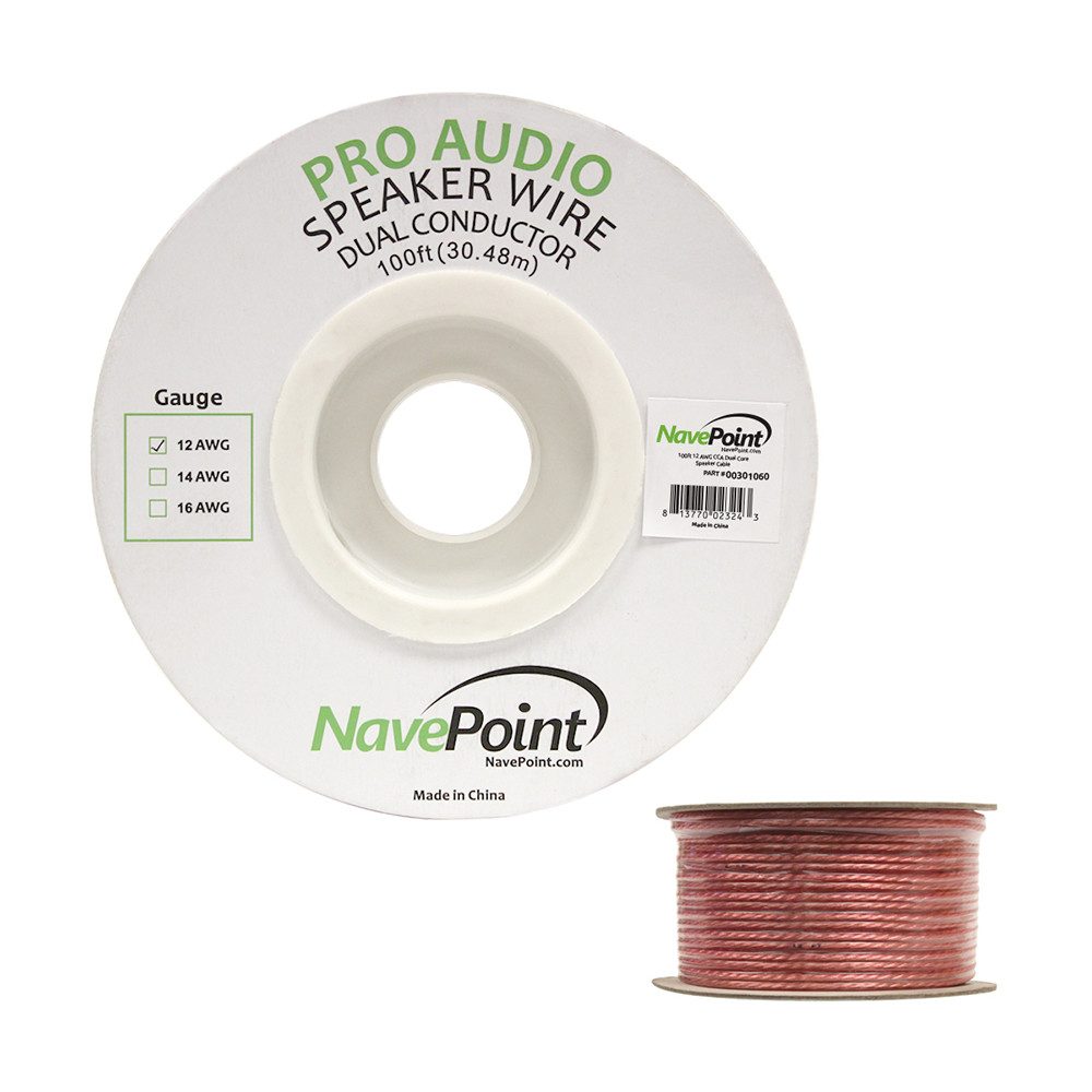 NavePoint 12/2 CL2 In Wall Speaker Cable 2 Conductor Clear - 100