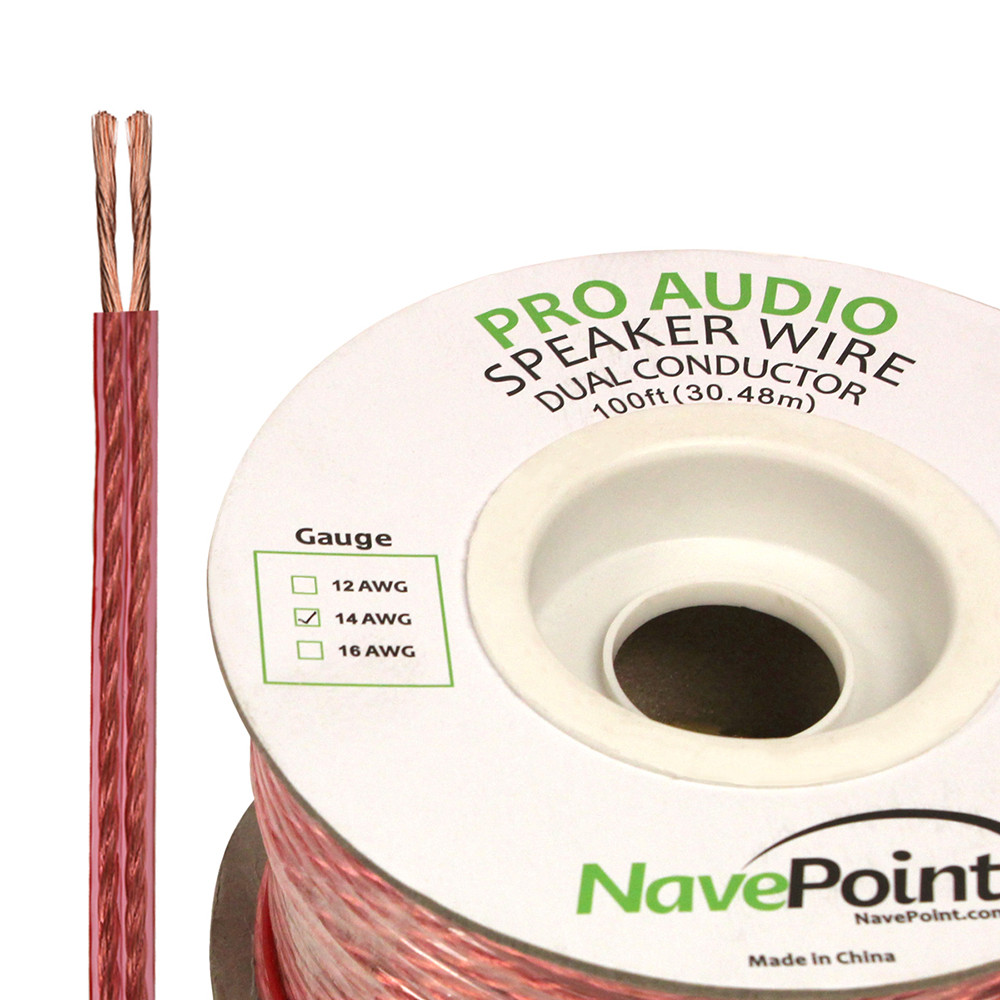 NavePoint 14/2 CL2 In Wall Speaker Cable 2 Conductor Clear - 100