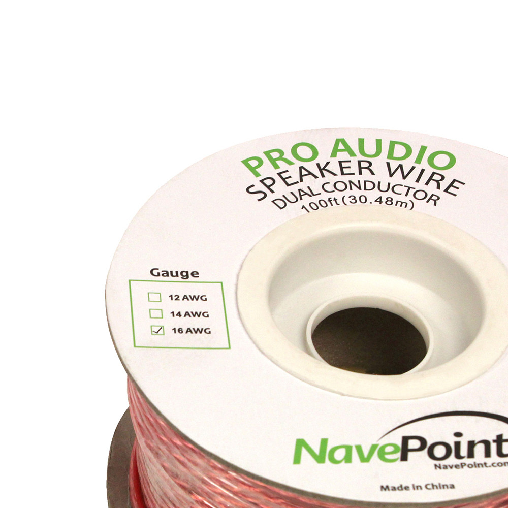 NavePoint 16/2 CL2 In Wall Speaker Cable 2 Conductor Clear - 100