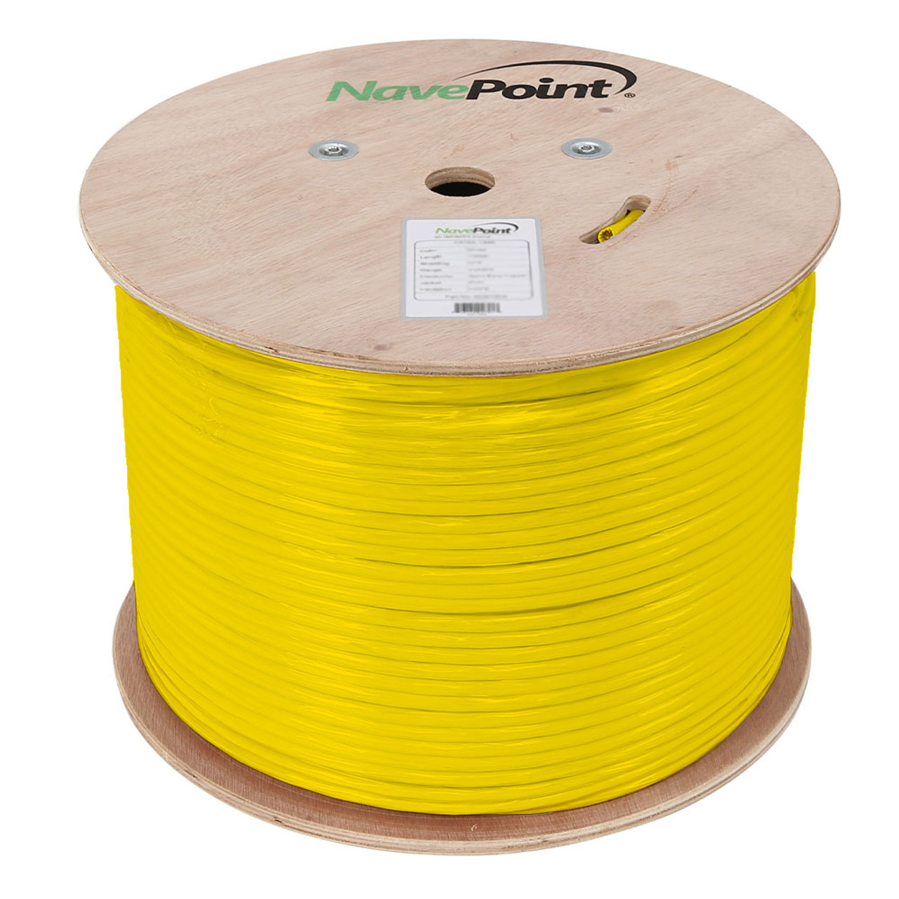 NavePoint CAT6A Bulk Network Cable Ethernet UTP CMR - 1000 Ft Yellow