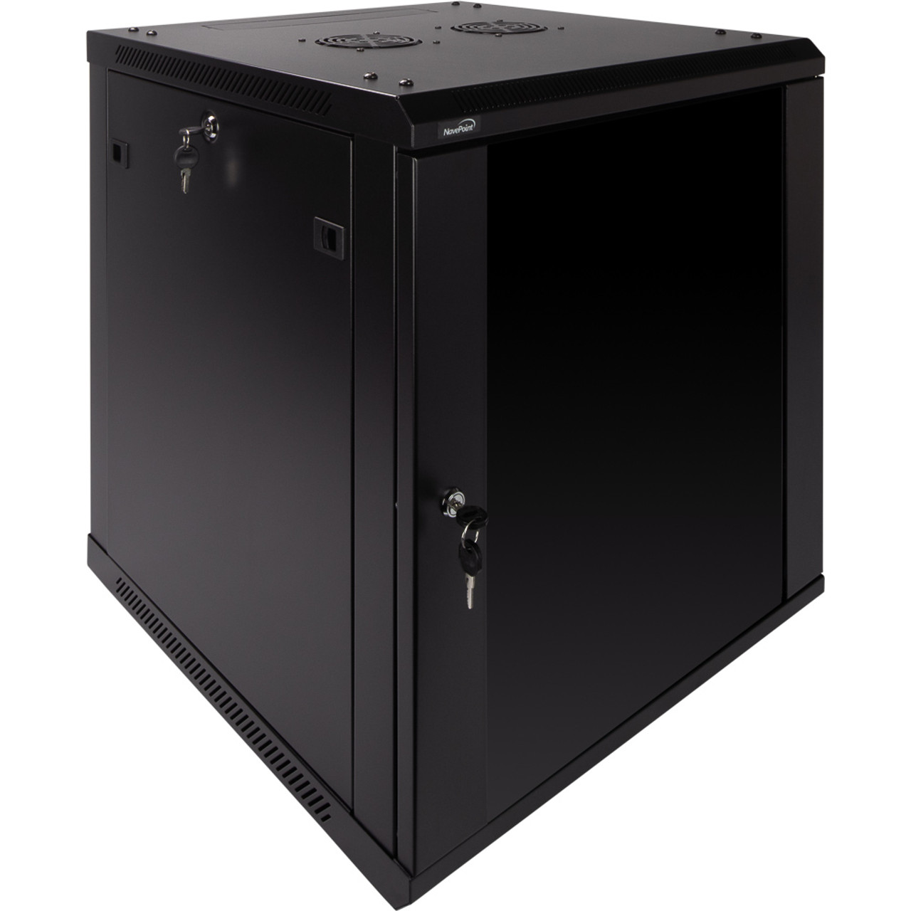 NavePoint 12U Wall Mount Network Cabinet, Tempered Glass Door,19-inch width, 600mm depth, 2 fans