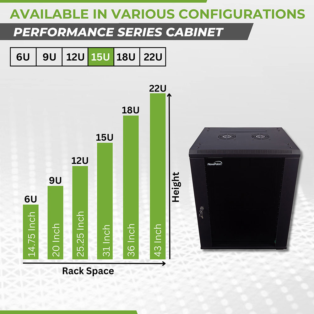 NavePoint 15U 450mm Depth Networking Cabinet (Performance Series