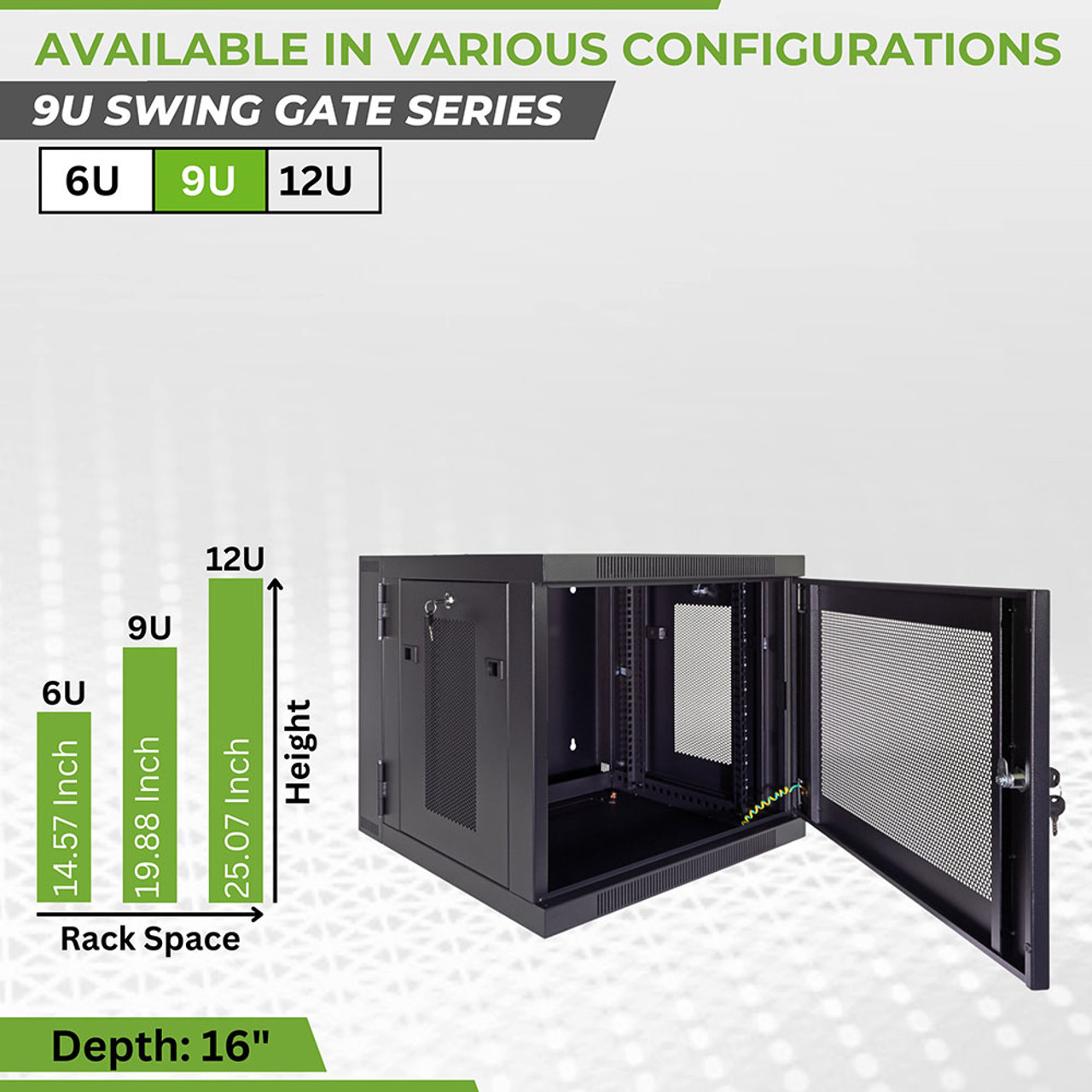 na&yu NavePoint 9U Wall-Mount Network Cabinet, 450mm Depth, Hinged
