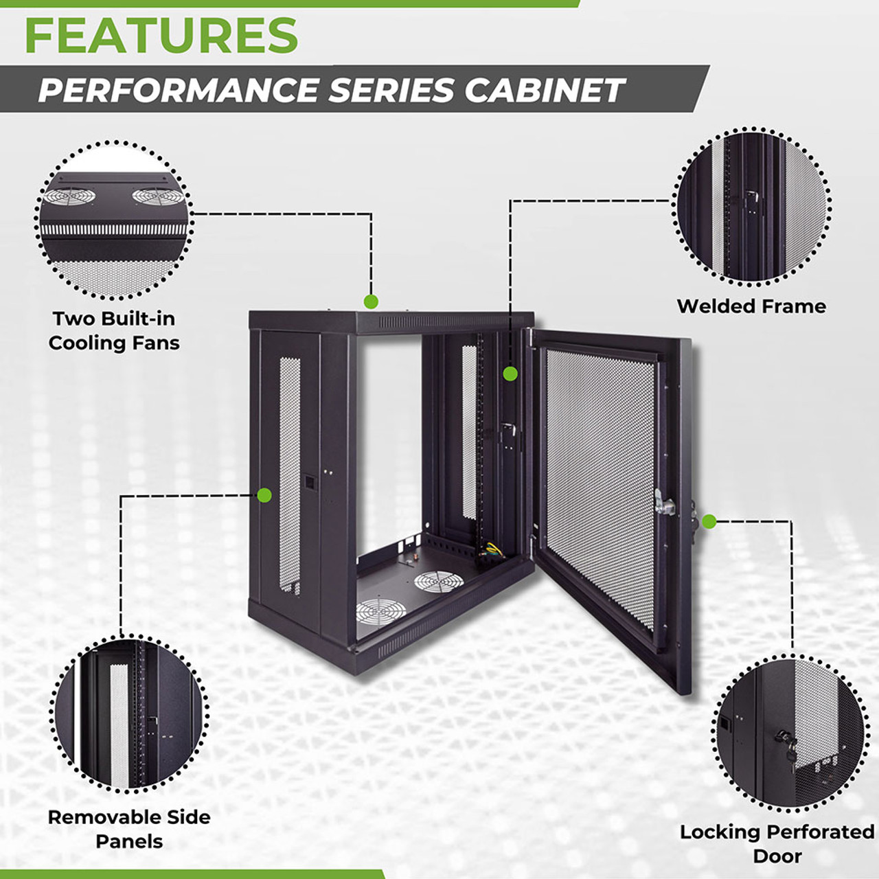 NavePoint 12U Wall Mount Network Cabinet, Perforated Server Enclosure, 19-inch width, 330mm depth