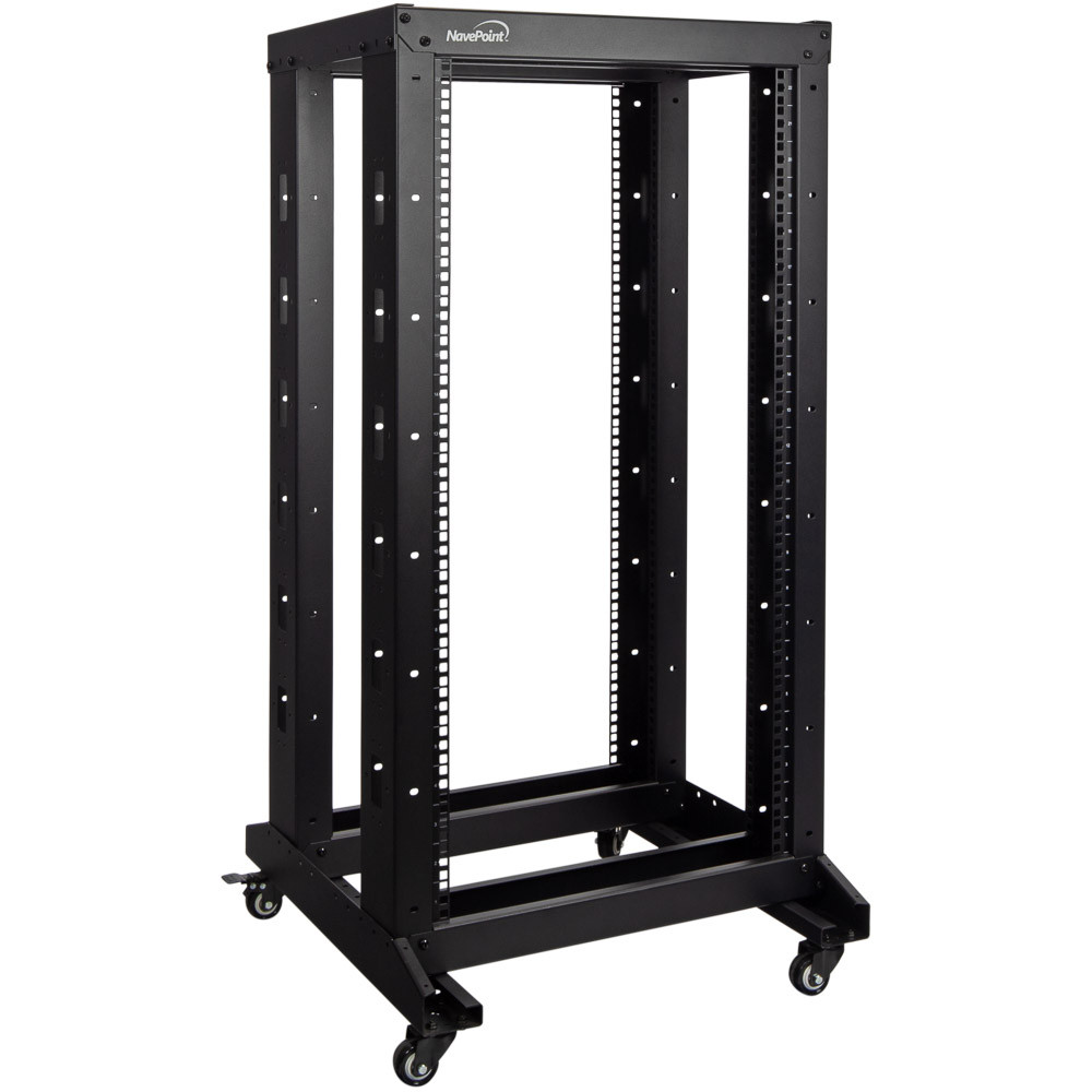 NavePoint 22U 600mm Adjustable Depth 4-Post Open Frame Rack with
