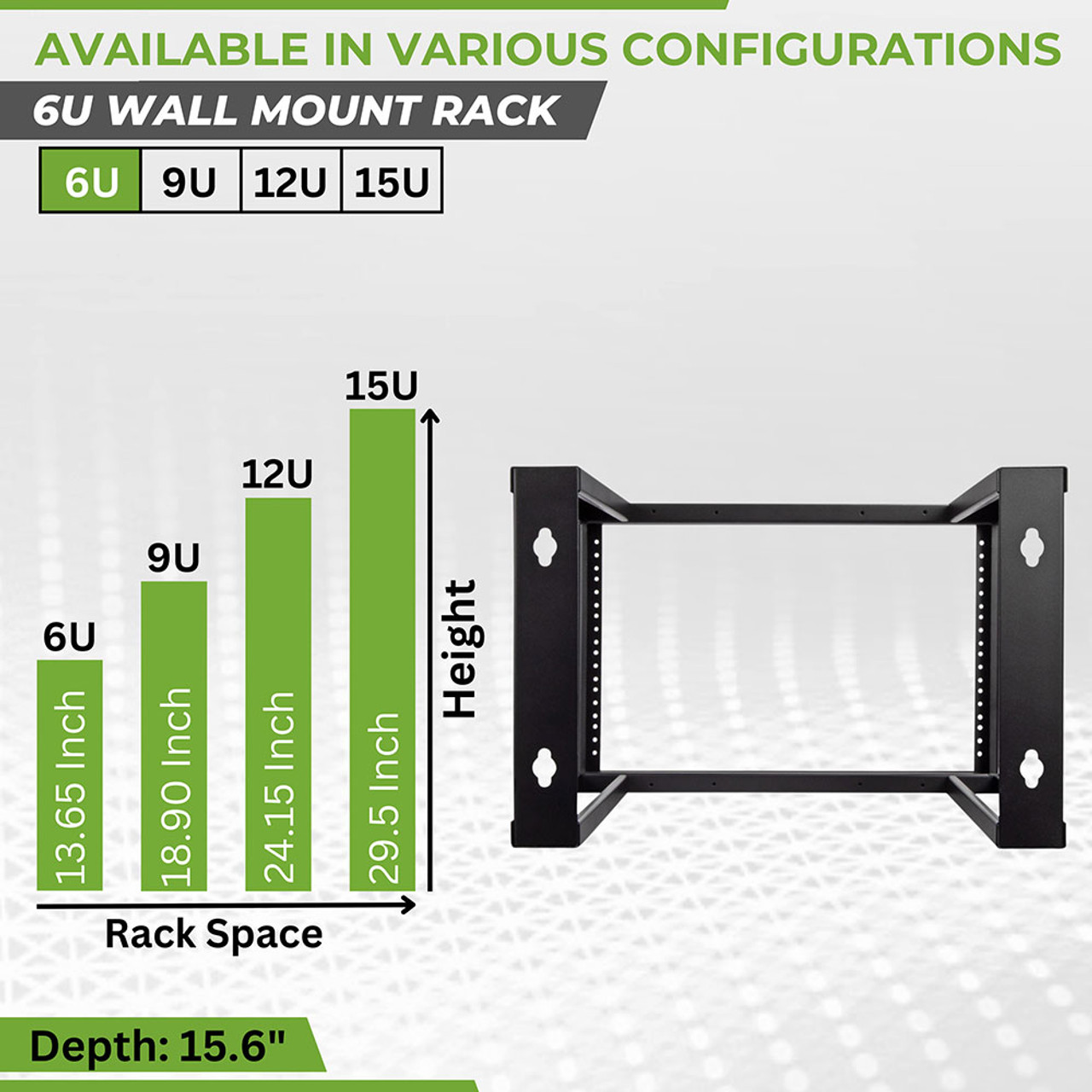 NavePoint 9U Wall Mount Server Rack, 16 inch width, 450mm depth