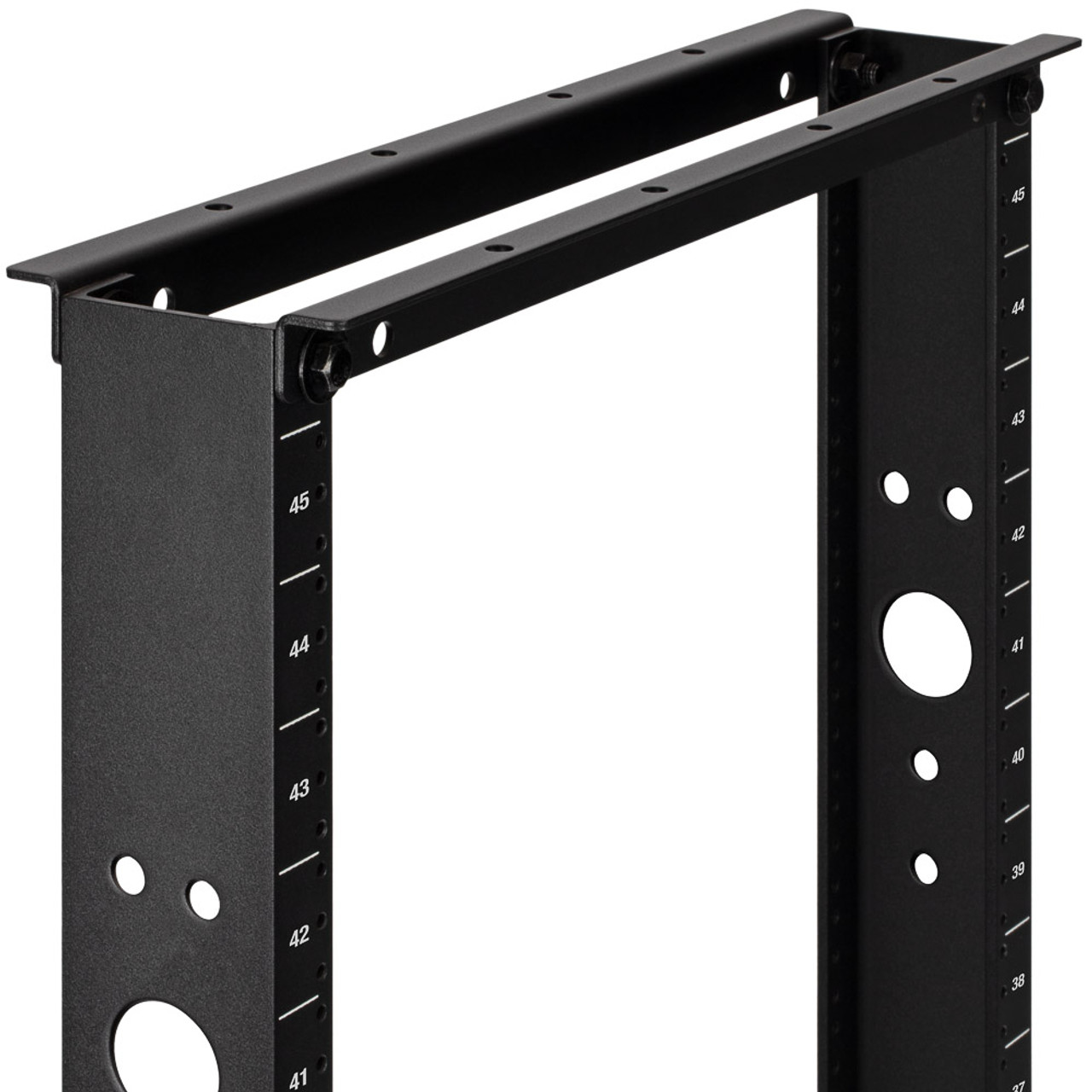 2- Post black aluminum open frame server rack threaded 45U