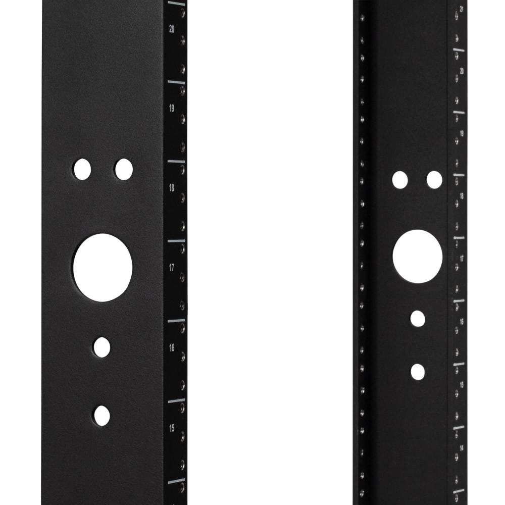 2- Post black aluminum open frame server rack threaded 45U