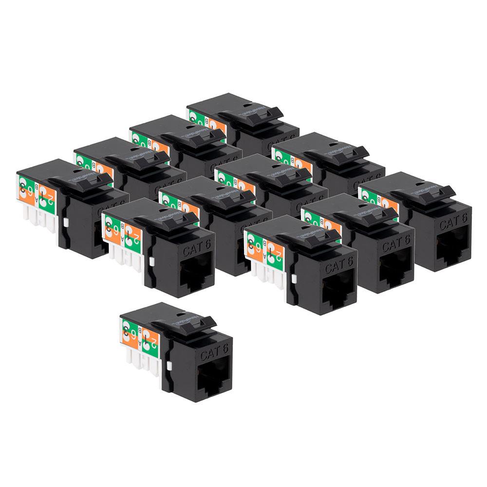 CAT6 Keystone Jack, Snap-In, 90-Degree Termination, Thermoplastic