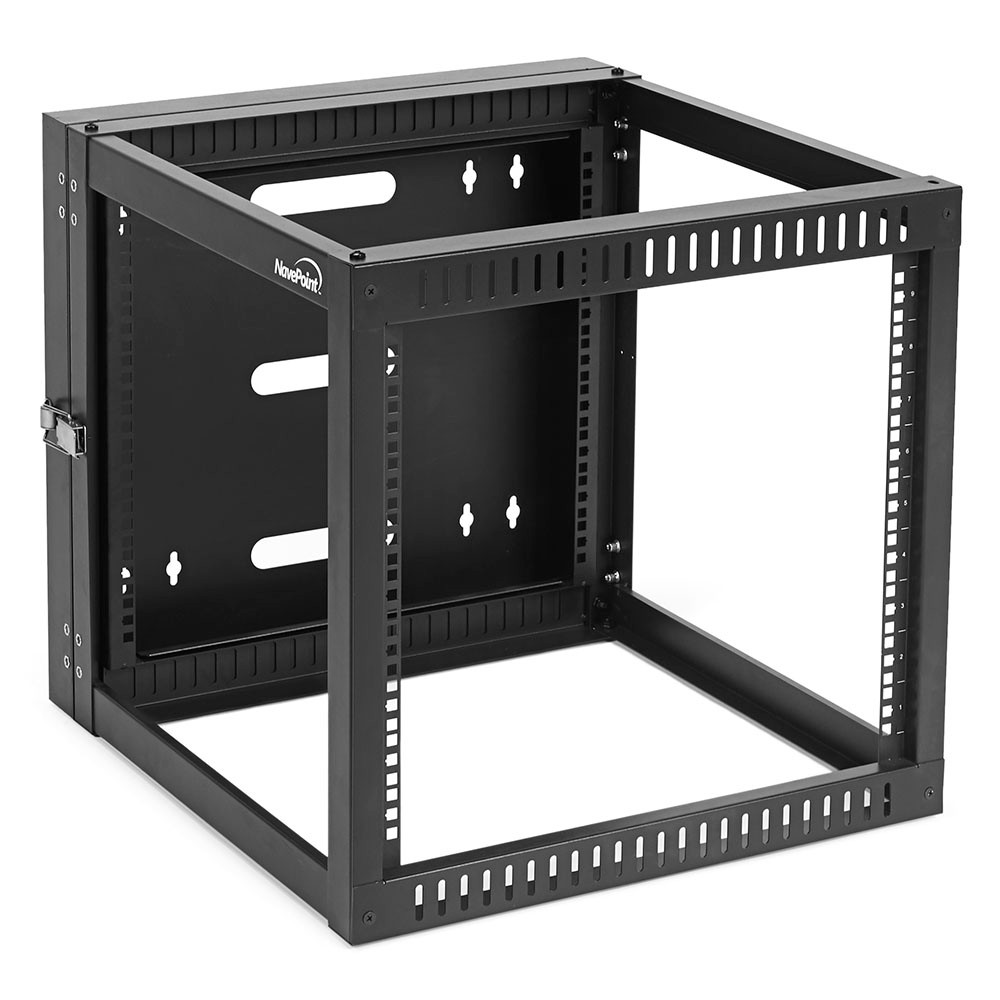 NavePoint 9U Hinged Open Frame Wall-Mount Network Rack 22in Depth