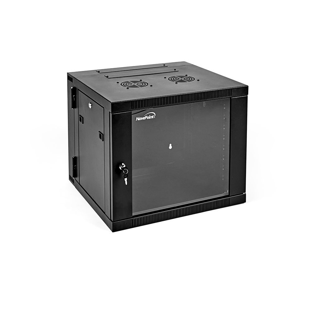 NavePoint 9U Wall-Mount Network Cabinet, 650mm Depth, Hinged Back