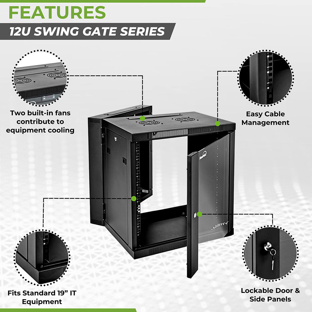 【vani】キャビネット NavePoint 12U Wall-Mount Network Cabinet, 450mm Depth, Hinged Back
