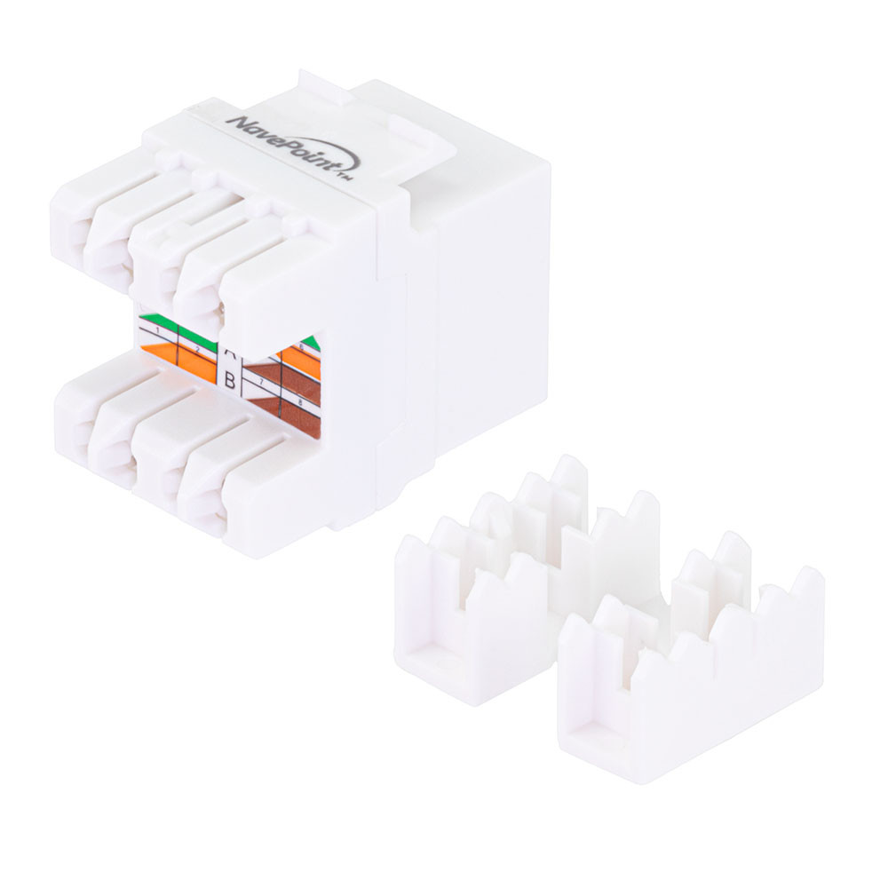 CAT6 Keystone Jack, Snap-In, 180-Degree Termination, Thermoplastic