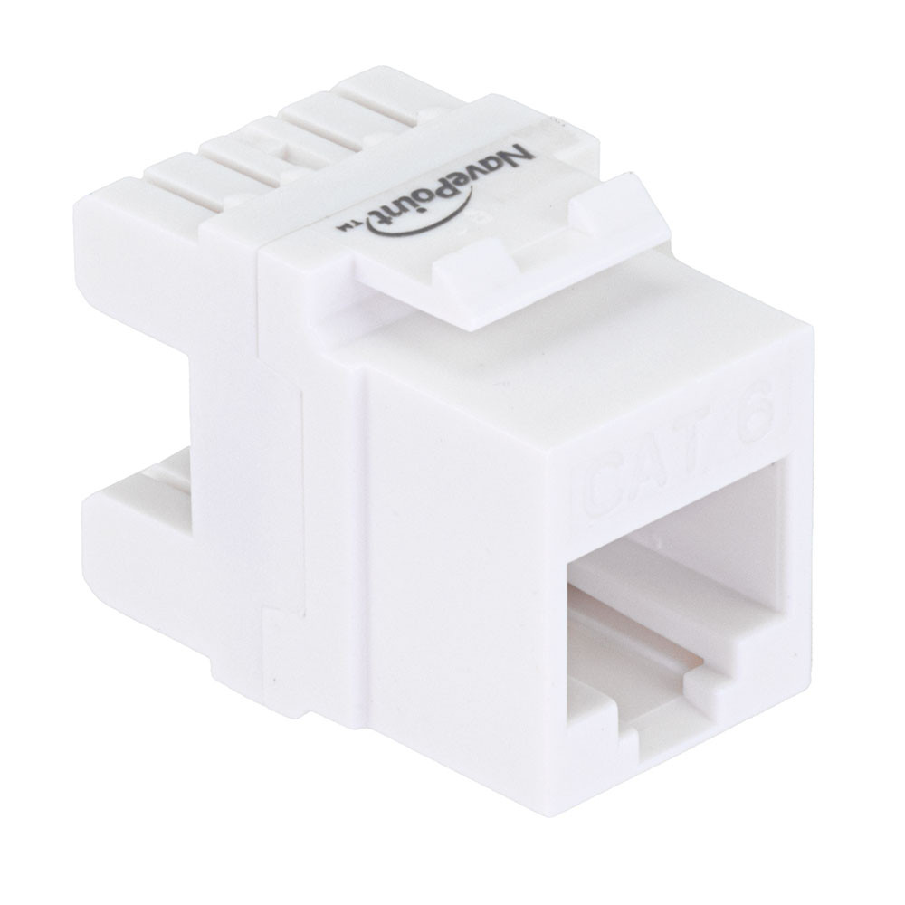 CAT6 Keystone Jack, Snap-In, 180-Degree Termination, Thermoplastic