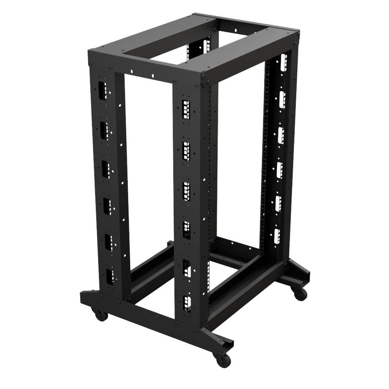 NavePoint 4-Post Adjustable Rack, 18U, Cage Nuts, Includes Casters ...