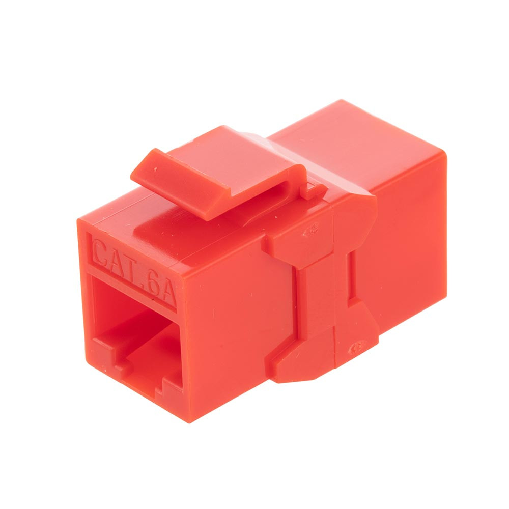 NavePoint CAT6A UTP Inline Keystone Coupler, 25 pack, Red