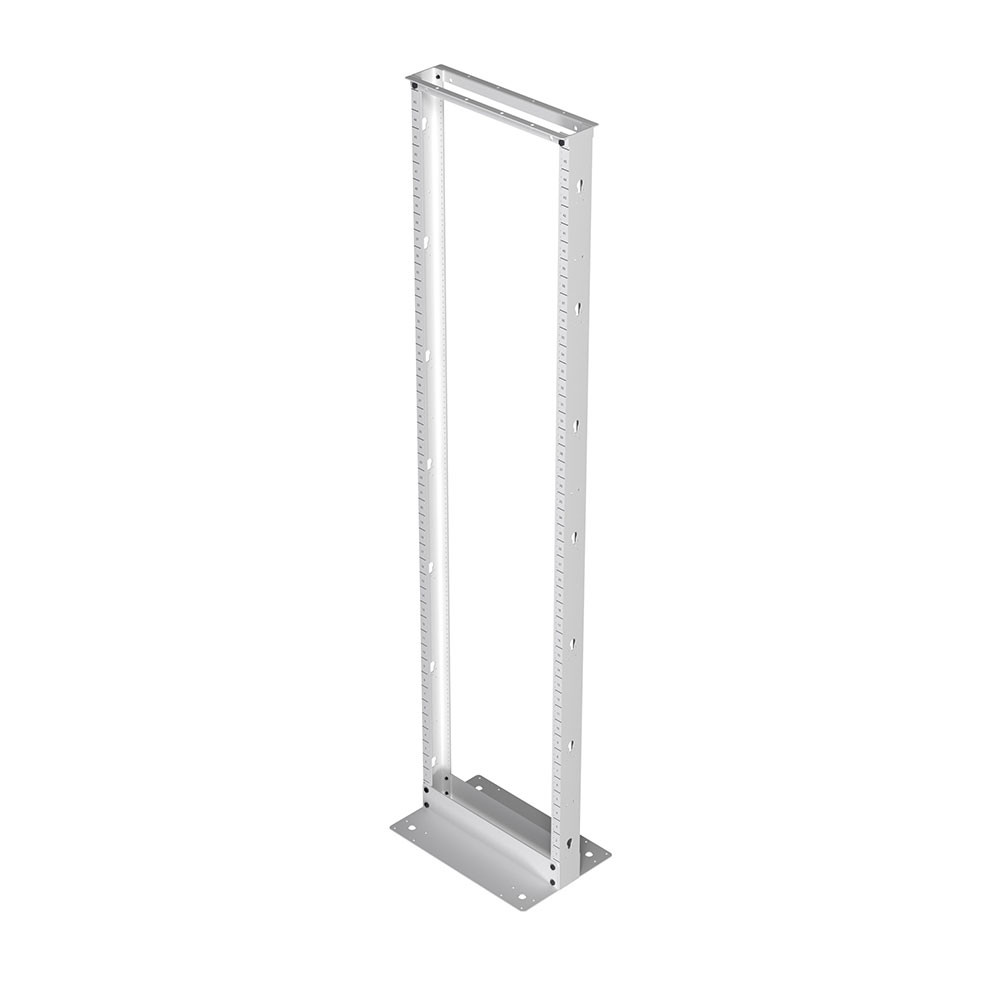 45U Aluminum 2-Post Open Frame Rack, White