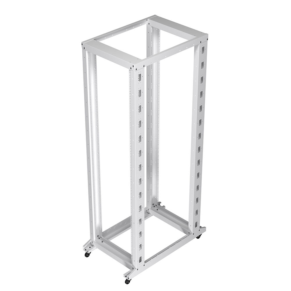 42U Cold Rolled Steel 4-Post Open Frame, White