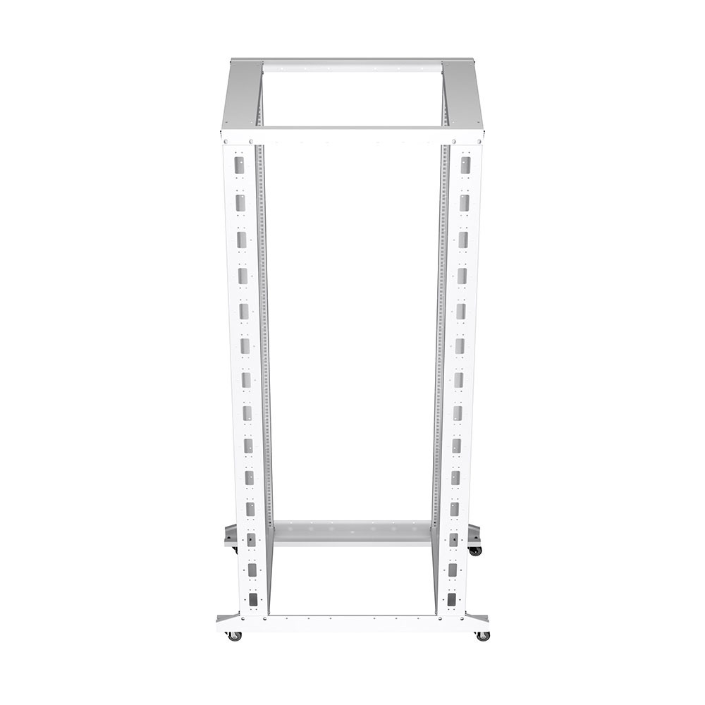 42U Cold Rolled Steel 4-Post Open Frame, White