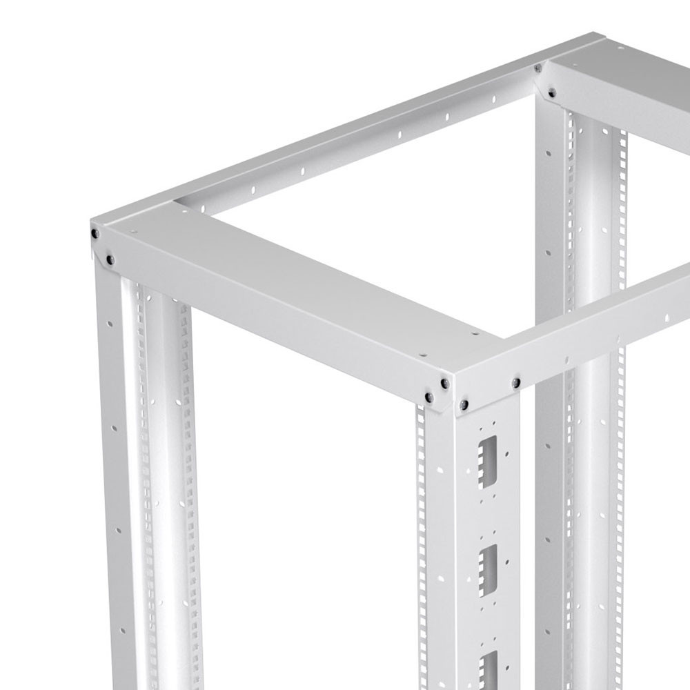42U Cold Rolled Steel 4-Post Open Frame, White