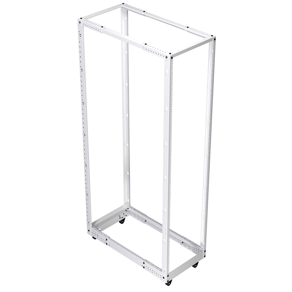 45U Cold Rolled Steel 4-Post Open Frame, White