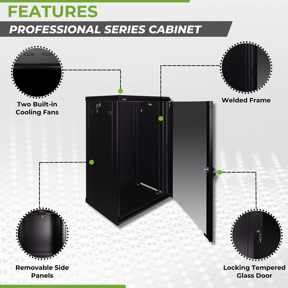 在庫処分につき大幅値下げ中 NavePoint サーバーキャビネット 45cm NavePoint 18U 450mm Depth Wallmount Networking Cabinet (Pro Series