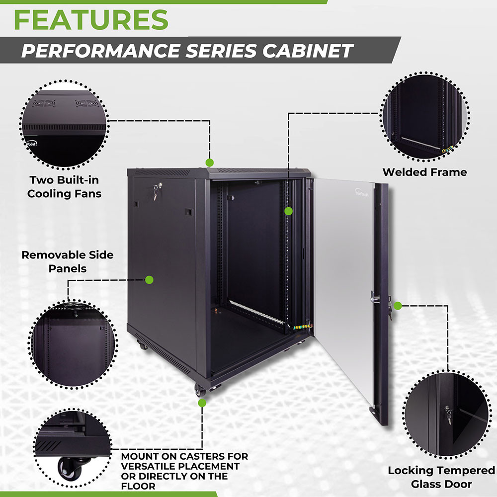 NavePoint 15U 600mm Depth Networking Cabinet (Performance Series