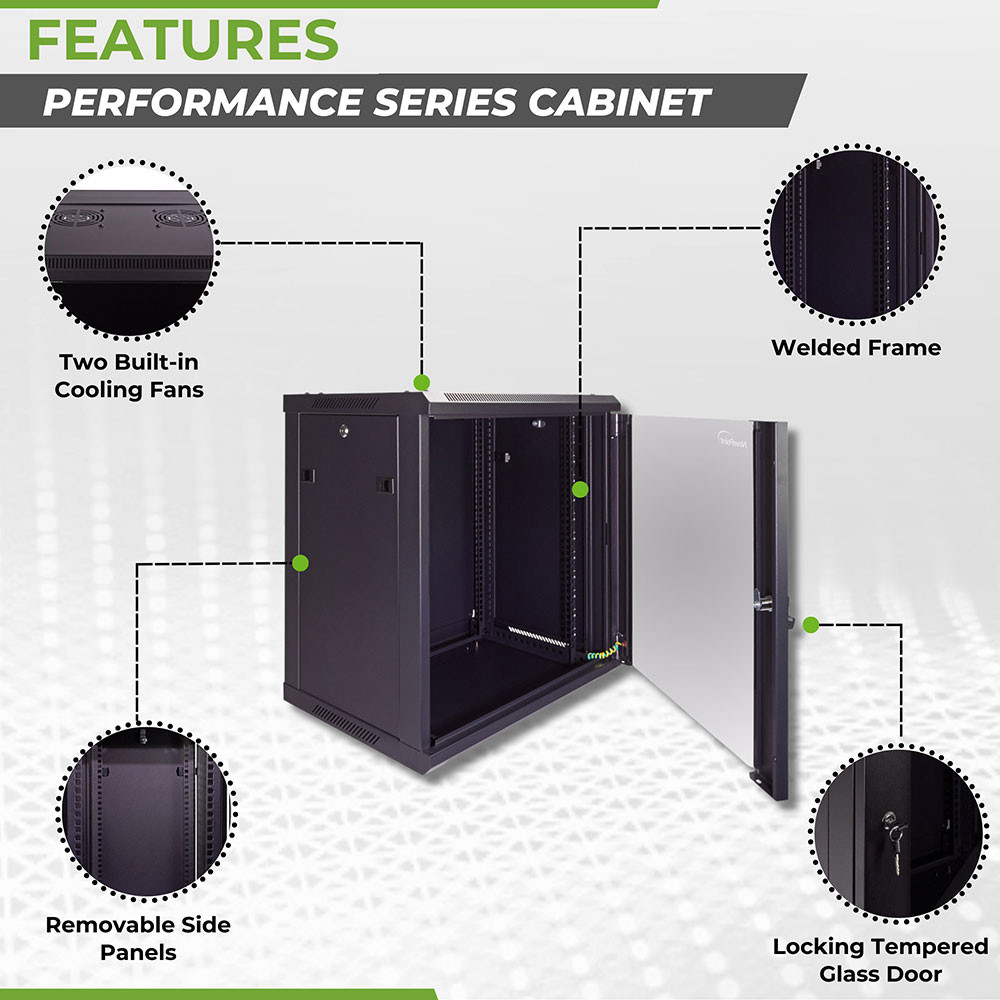NavePoint 12U 450mm Depth Networking Cabinet (Performance Series