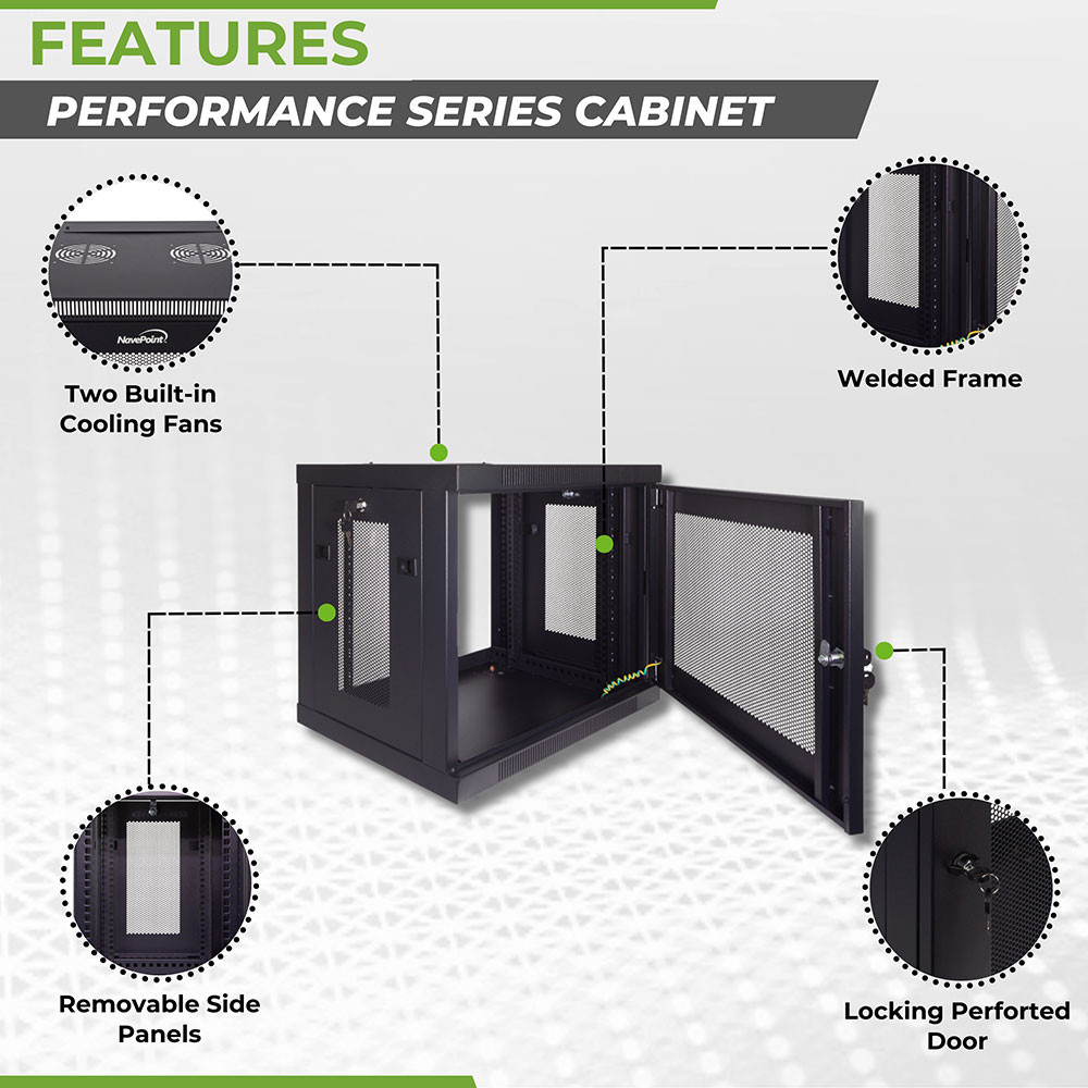 NavePoint 9U 450mm Depth Perforated Networking Cabinet