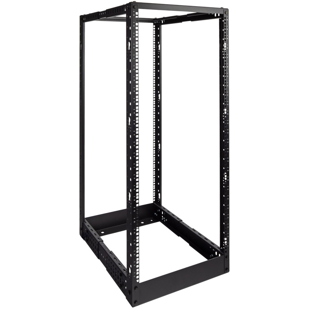 NavePoint 25U Adjustable Depth 4-Post Open Frame Rack: 4-Post Racks