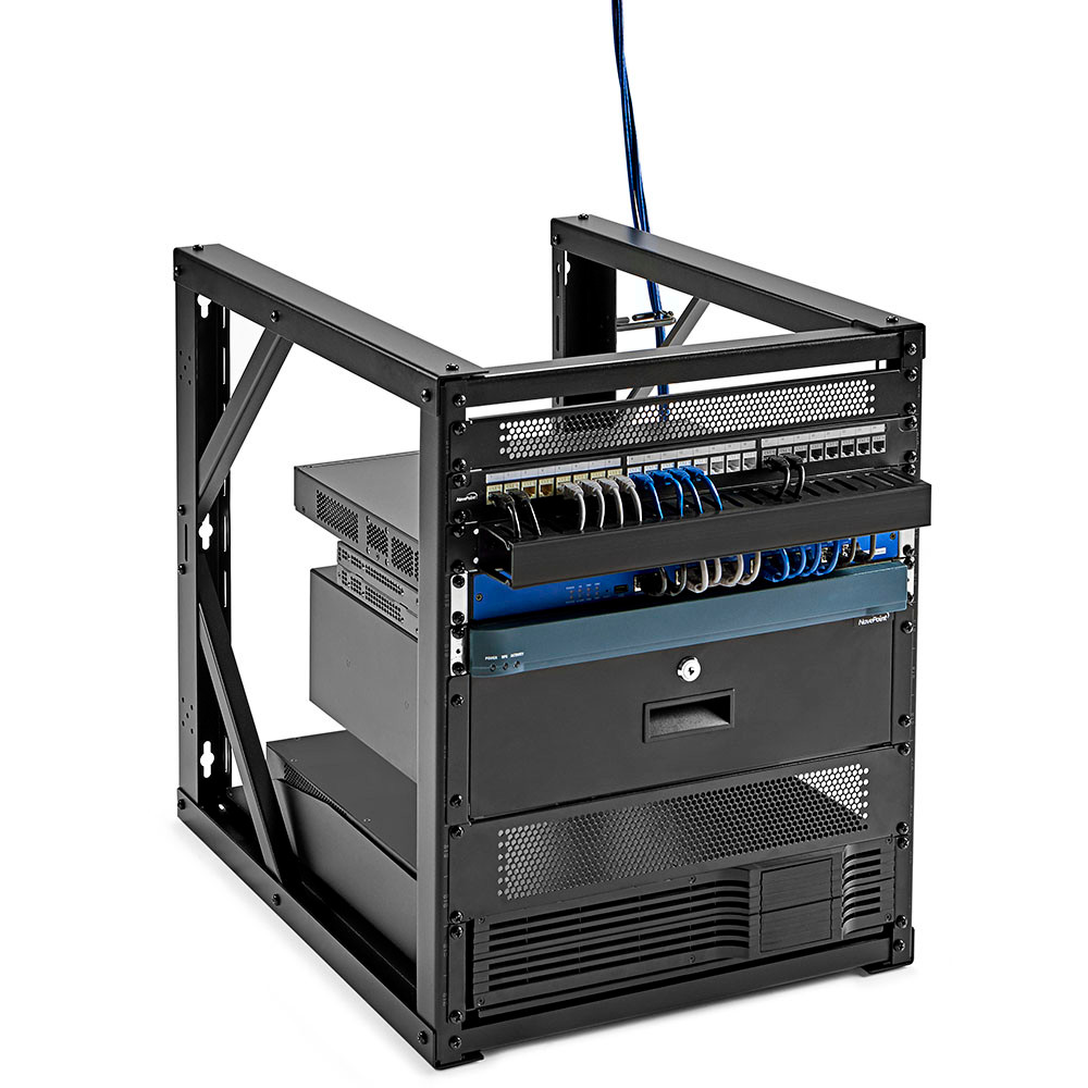 NavePoint 9U Wall Mount Server Rack - Open Frame Network Rack For IT & A/V Equipment, 198 Lbs Capacity